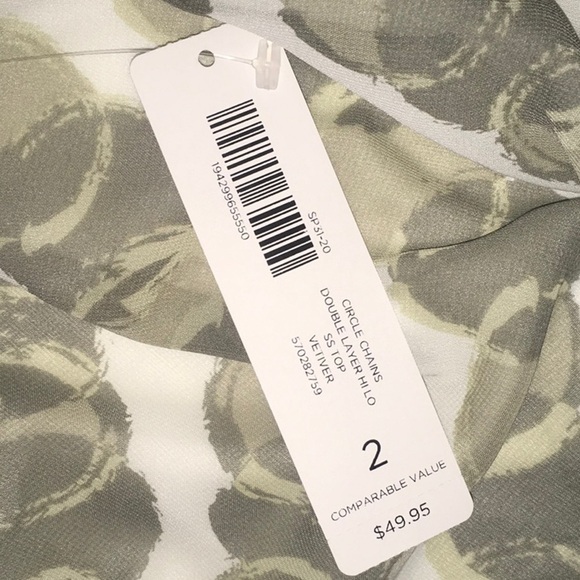 Chico’s top size 2 CIRCLE CHAINS double layer sheer arms - Picture 11 of 11